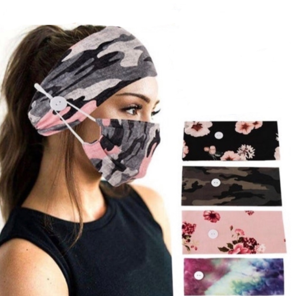 Brand New Face Mask & Headband Set Pink Camo - Picture 4 of 11
